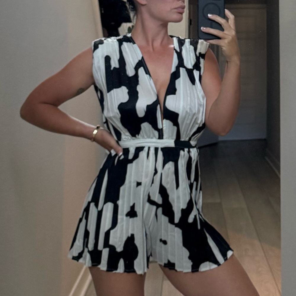 Black and White Patterned Romper